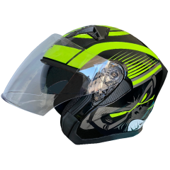 Шлем мото открытый HIZER J228 (XL) black/neon yellow (14695)