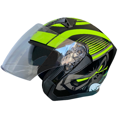 Шлем мото открытый HIZER J228 (XL) black/neon yellow (14695)