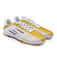 Бутсы ф/б VIRTEY INDOOR 23885, иск.кожа, цв. белый/золотой, р.39