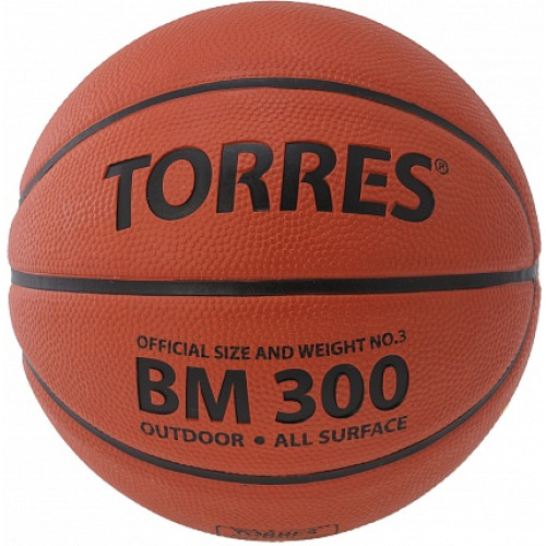 Мяч б/б TORRES BM300 р.7,резина,темнооранж.