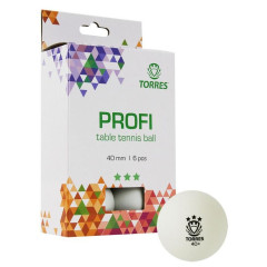 Мячи для н/т TORRES Profi 3*,  6 шт, белый (TT21012)