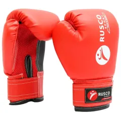 Перчатки боксерские RUSCOsport детские, кож.зам., 8 OZ, белый/красный