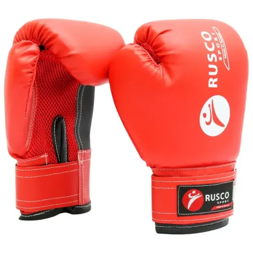 Перчатки боксерские RUSCOsport детские, кож.зам., 8 OZ, белый/красный