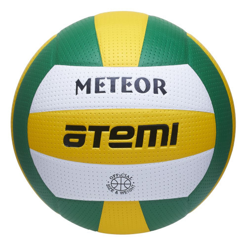 Мяч в/б ATEMI METEOR, синт.кожа ПВХ, зеленый/желтый/белый