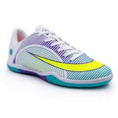 Бутсы ф/б VIRTEY INDOOR 23014, иск.кожа, цв. белый/фиолетовый/зеленый, р.42