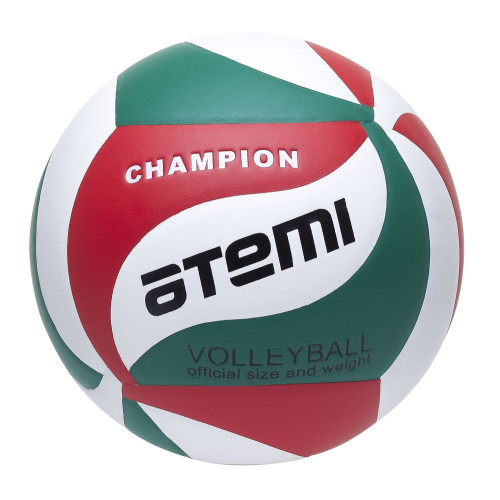 Мяч в/б ATEMI CHAMPION синт. кожа PU Soft, зел/бел/красн