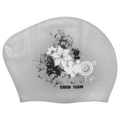 Шапочка для плавания SPRINTER SWIM TEAM KW-F (для длинных волос) цветы, серебро