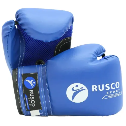 Перчатки боксерские RUSCOsport детские, кож.зам., 8 OZ, белый/синий