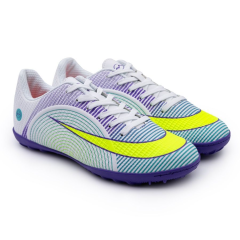 Бутсы ф/б VIRTEY TURF 23013, иск.кожа, цв. белый/фиолетовый/зеленый, р.43