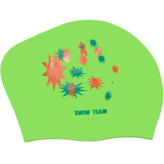 Шапочка для плавания SPRINTER SWIM TEAM KW-S (для длинных волос) звёзды, салатовый