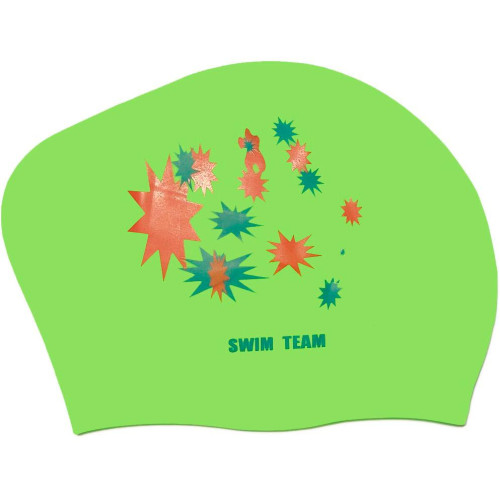 Шапочка для плавания SPRINTER SWIM TEAM KW-S (для длинных волос) звёзды, салатовый