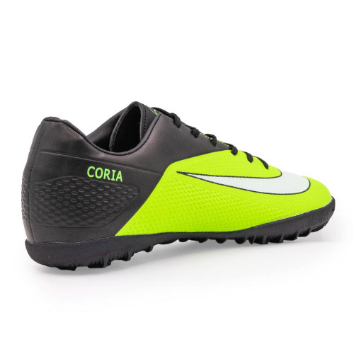 Бутсы ф/б VIRTEY TURF 21091 CORIA, иск.кожа, цв.черный/зеленый, р.39