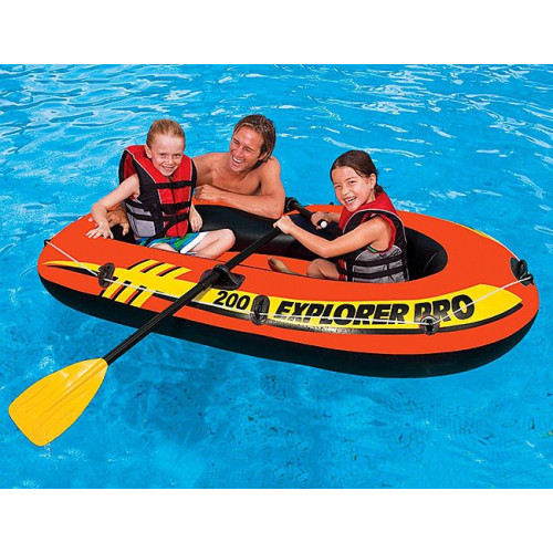 Лодка INTEX 58357 EXPLORER PRO 200, комплект:весла пластик 122см., насос ручной.