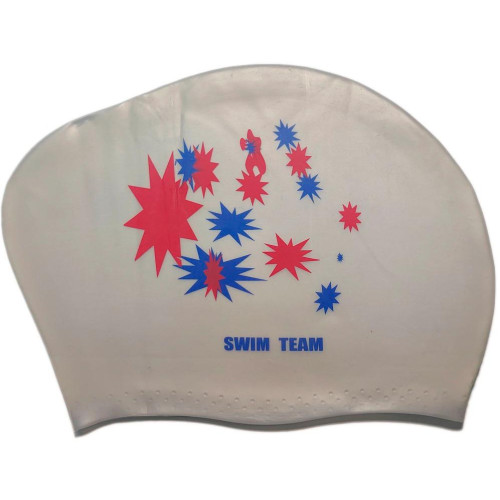 Шапочка для плавания SPRINTER SWIM TEAM KW-S (для длинных волос) звёзды, серебро