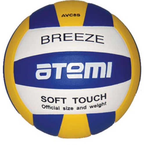 Мяч в/б ATEMI BREEZE AVC8S синт. кожа SUPER TOP PU,  син.-жёлт.-бел.