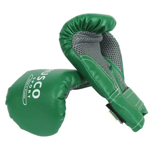 Перчатки боксерские RUSCOsport детские, кож.зам., 4 OZ, зеленые