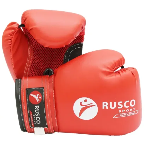Перчатки боксерские RUSCOsport детские, кож.зам., 8 OZ, белый/красный