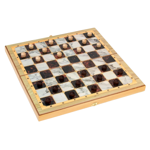 Игра настольная 3 в 1 Мрамор (шахматы, шашки, нард ), доска 40х40см (1350465)
