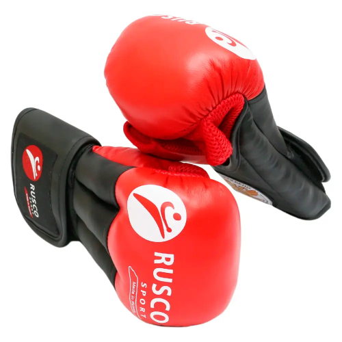 Перчатки для рукопашного боя RUSCOsport PRO, к/з, красные. Oz 10