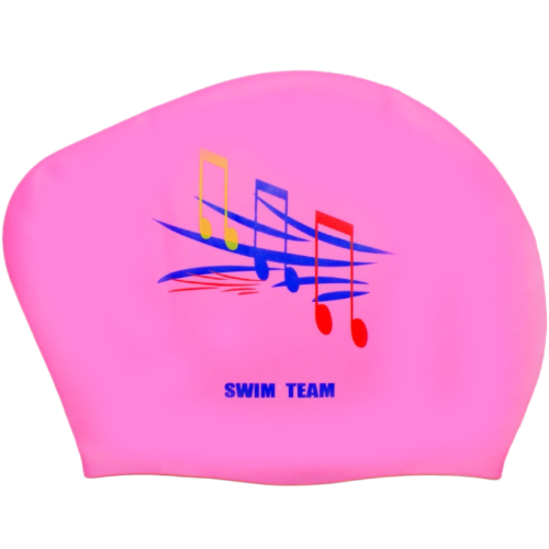 Шапочка для плавания SPRINTER SWIM TEAM KW-N (для длинных волос) ноты, розовый