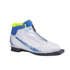 Ботинки лыжные 75мм TREK Winter Comfort 3, цв. белый/синий/лайм-неон, лого синий, р.34