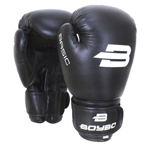 Перчатки боксерские BOYBO Basic кож. зам, черный, р-р, 6 OZ
