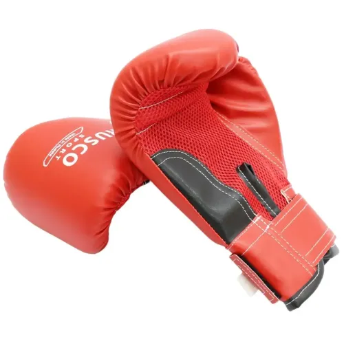 Перчатки боксерские RUSCOsport детские, кож.зам., 8 OZ, белый/красный