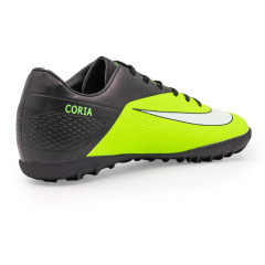 Бутсы ф/б VIRTEY TURF 21091 CORIA, иск.кожа, цв.черный/зеленый, р.38