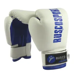 Перчатки боксерские RUSCOsport детские, кож.зам., 6 OZ, белый/синий
