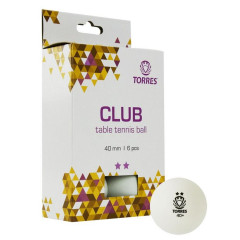 Мячи для н/т TORRES Club 2*,  6 шт, белый (TT21014)