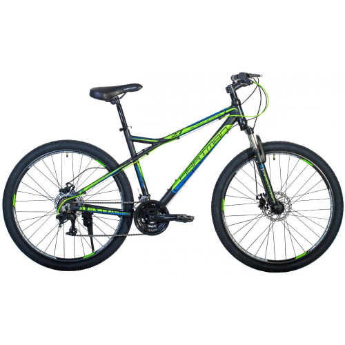 Велосипед HARTMAN 27.5 BLACK STONE PRO (Basis) (21 ск., рост 17, хард.) черный/ зеленый/голубой