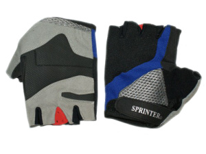 Перчатки для т/а SPRINTER ткань, сетка, искусственная замша, черный/серый/синий р. М (144-145) (16221)