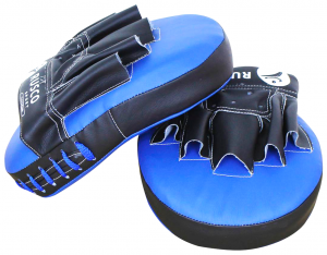 Лапа боксерская RuscoSport (иск. кожа, тент) изогнутые синие, пара
