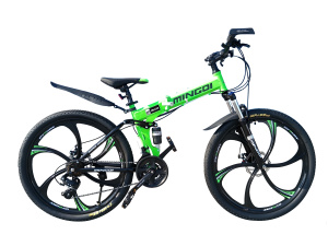 Велосипед MINGDI 26" 632 (24ск., литые диски, скл рама, двухподвес) зеленый