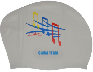 Шапочка для плавания SPRINTER SWIM TEAM KW-N (для длинных волос) ноты, серебро