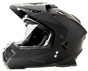 Шлем мото мотард HIZER J6802 (S) matt black (2 визора) (13545)