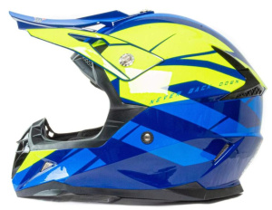 Шлем мото кроссовый HIZER 915 (L) havy/neon/yellow/blue (17736)