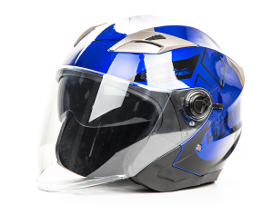 Шлем мото открытый HIZER B208 (L) blue/black (2 визора) (13218)