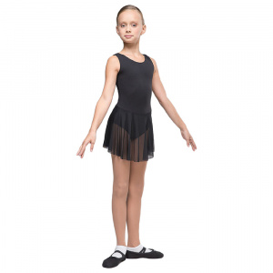 Купальник гимнаст SIMA "Репетиция" Г 11-301 с широкой лямкой, юбка-сетка, цвет черный, р.28 (1401123)