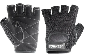 Перчатки для фитнеса TORRES PL6045, нат. замша, цв. черный,  р M