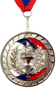Медаль 1802-2  "Россия" 2место СЕРЕБРО, диаметр 6,5 см, длина ленты 39 см