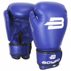 Перчатки боксерские BOYBO Basic кож. зам, синий, р-р, 4 OZ