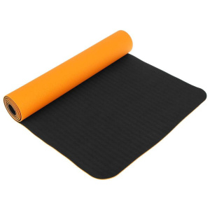 Коврик для йоги GO DO TPE-6MM (183х61х0,6) черный/оранжевый