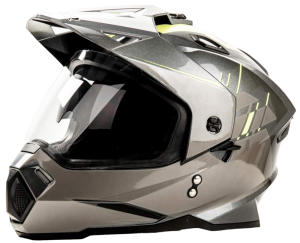 Шлем мото мотард HIZER J6802 (L) gray/lemon (2 визора) (13539)