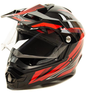Шлем мото мотард HIZER B6196-1 (M) black/red (14621)
