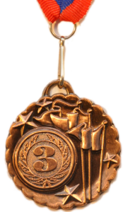 Медаль 506-3 "Россия"  3 место. Диаметр 5 см, длина ленты 44 см