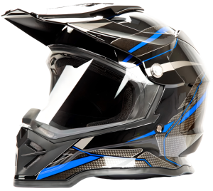 Шлем мото мотард HIZER B6197-1 (S) black/blue (13267)