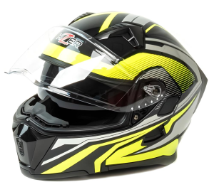 Шлем мото модуляр HIZER J5906 (XL) black/neon yellow (2 визора) (14703)