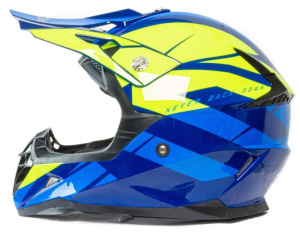 Шлем мото кроссовый HIZER 915 (M) havy/neon/yellow/blue (17737)