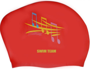 Шапочка для плавания SPRINTER SWIM TEAM KW-N (для длинных волос) ноты, красный